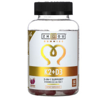 Zhou Nutrition, K2 + D3, Strawberry, 60 Vegan Gummies
