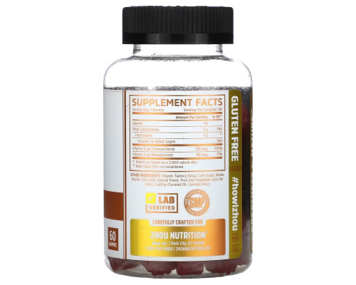 Zhou Nutrition, K2 + D3, Strawberry, 60 Vegan Gummies Zhou Nutrition, K2 + D3, Strawberry, 60 Vegan Gummies