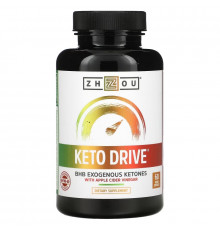 Zhou Nutrition, Keto Drive, экзогенный кетон БГБ, 60 капсул