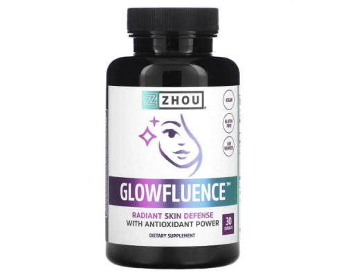 Для здоровья кожи Zhou Nutrition, Glowfluence, 30 капсул Для здоровья кожи Zhou Nutrition, Glowfluence, 30 капсул