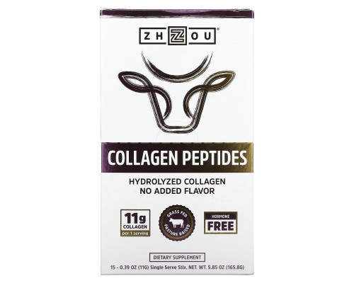 Zhou Nutrition, Collagen Peptides, Hydrolyzed Protein, Unflavored, 15 Stix, 0.39 oz (11 g) Each Zhou Nutrition, Collagen Peptides, Hydrolyzed Protein, Unflavored, 15 Stix, 0.39 oz (11 g) Each