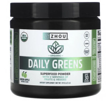 Зелень и зеленые овощи Zhou Nutrition, органическая зелень, ежедневная добавка, зеленое яблоко, 141,9 г (5 унций)