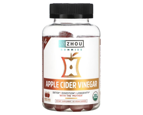 Zhou Nutrition, Apple Cider Vinegar, Harvest Apple, 60 Vegan Gummies Zhou Nutrition, Apple Cider Vinegar, Harvest Apple, 60 Vegan Gummies