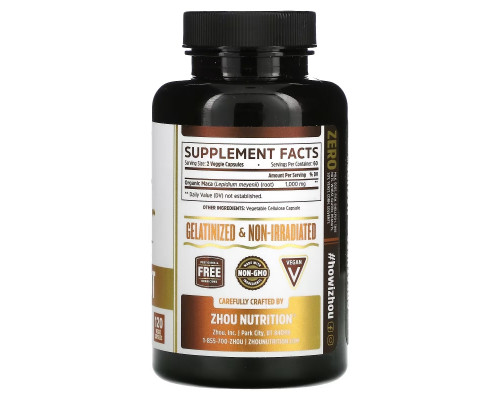 Zhou Nutrition, Organic Maca Root, 120 Vegetable Capsules Zhou Nutrition, Organic Maca Root, 120 Vegetable Capsules