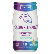 Zhou Nutrition, Glowfluence, Nutrient-Infused Water Enhancer, Grapefruit, 1.69 fl oz (50 ml)