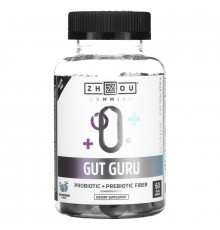 Zhou Nutrition, Gut Guru, Blue Raspberry, 60 Vegan Gummies