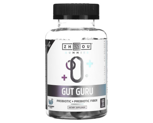 Zhou Nutrition, Gut Guru, Blue Raspberry, 60 Vegan Gummies Zhou Nutrition, Gut Guru, Blue Raspberry, 60 Vegan Gummies