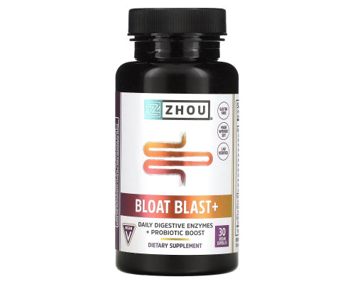 Zhou Nutrition, Bloat Blast+, 30 Vegan Capsules Zhou Nutrition, Bloat Blast+, 30 Vegan Capsules