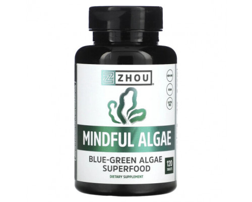 Водоросли Zhou Nutrition, Mindful Algae, водоросли, 120 таблеток Водоросли Zhou Nutrition, Mindful Algae, водоросли, 120 таблеток