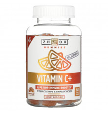 Zhou Nutrition, Vitamin C+, Orange Blast, 60 Vegan Gummies