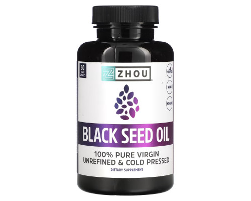 Zhou Nutrition, Масло чёрного тмина, 60 вегетарианских капсул Zhou Nutrition, Масло чёрного тмина, 60 вегетарианских капсул