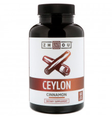Zhou Nutrition, Цейлонская корица, 60 вегетарианских капсул