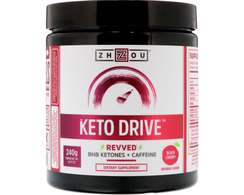 Zhou Nutrition, Keto Drive, Revved, Black Cherry, 240 g (8.47 oz) Zhou Nutrition, Keto Drive, Revved, Black Cherry, 240 g (8.47 oz)