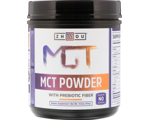 Zhou Nutrition, Порошок MCT с пребиотической клетчаткой, 14,5 унц. (411 г) Zhou Nutrition, Порошок MCT с пребиотической клетчаткой, 14,5 унц. (411 г)