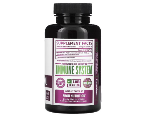 Zhou Nutrition, Resveratrol, 60 Veggie Capsules Zhou Nutrition, Resveratrol, 60 Veggie Capsules