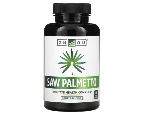 Zhou Nutrition, Saw Palmetto, комплекс здоровья простаты, 100 капсул Zhou Nutrition, Saw Palmetto, комплекс здоровья простаты, 100 капсул