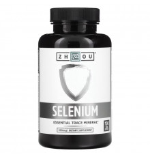 Zhou Nutrition, Селен, незаменимый микроэлемент, 200 мкг, 100 вегетарианских капсул