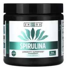 Водоросли Zhou Nutrition, Спирулина, суперфуд для долголетия, 170 г (6 унций)