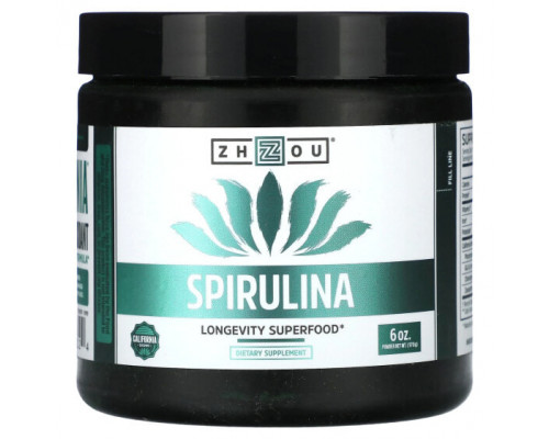 Водоросли Zhou Nutrition, Спирулина, суперфуд для долголетия, 170 г (6 унций) Водоросли Zhou Nutrition, Спирулина, суперфуд для долголетия, 170 г (6 унций)