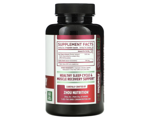 Zhou Nutrition, Экстракт вищни + семена сельдерея, 60 вегетарианских капсул