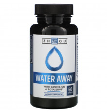 Zhou Nutrition, Water Away с одуванчиком и калием, 60 капсул