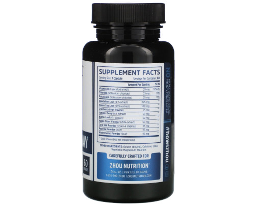 Zhou Nutrition, Water Away с одуванчиком и калием, 60 капсул Zhou Nutrition, Water Away с одуванчиком и калием, 60 капсул