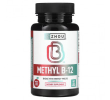Витамины группы B Zhou Nutrition, Methyl B-12, натуральная вишня, 60 микроладсов