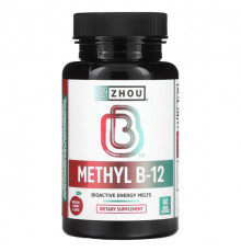 Витамины группы B Zhou Nutrition, Methyl B-12, натуральная вишня, 60 микроладсов