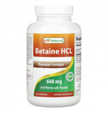 Для пищеварительной системы Best Naturals, Бетаина гидрохлорид, 648 мг, 250 капсул