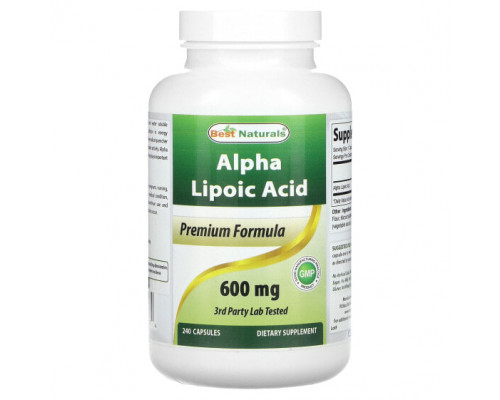 Антиоксиданты Best Naturals, Альфа-липоевая кислота, 600 мг, 240 капсул Антиоксиданты Best Naturals, Альфа-липоевая кислота, 600 мг, 240 капсул