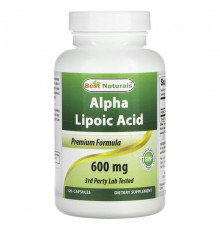 Антиоксиданты Best Naturals, Alpha Lipoic Acid, 600 mg, 120 Capsules