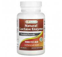 Пищеварительные ферменты Best Naturals, Натуральный фермент лактаза, 9000 FCC ALU, 180 таблеток