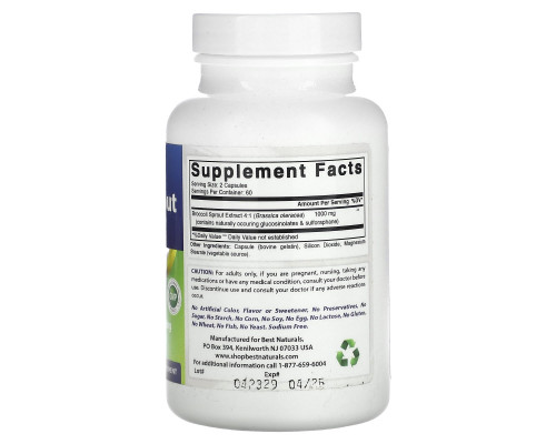 Best Naturals, Broccoli Sprout Extract, 500 mg, 120 Capsules Best Naturals, Broccoli Sprout Extract, 500 mg, 120 Capsules