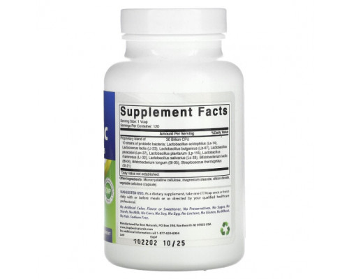 Пребиотики и пробиотики Best Naturals, Пробиотик, 30 млрд КОЕ, 120 капсул Пребиотики и пробиотики Best Naturals, Пробиотик, 30 млрд КОЕ, 120 капсул