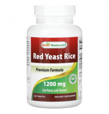 Дрожжи Best Naturals, красный ферментированный рис, 1200 мг, 120 таблеток