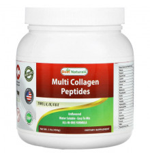 Для мышц и суставов Best Naturals, Мультиколлагеновые пептиды, без добавок, 454 г (1 фунт)
