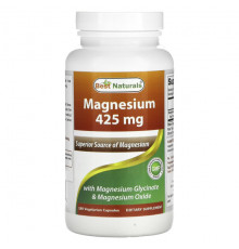 Магний Best Naturals, Магний, 425 мг, 180 вегетарианских капсул