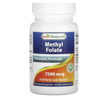 Витамины группы B Best Naturals, Метилфолат, 7500 мкг, 60 вегетарианских капсул