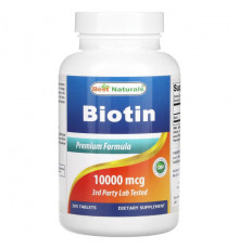 Для волос и ногтей Best Naturals, Биотин, 10 000 мкг, 365 таблеток