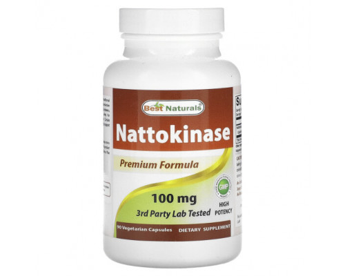 Пищеварительные ферменты Best Naturals, наттокиназа, 100 мг, 90 вегетарианских капсул Пищеварительные ферменты Best Naturals, наттокиназа, 100 мг, 90 вегетарианских капсул