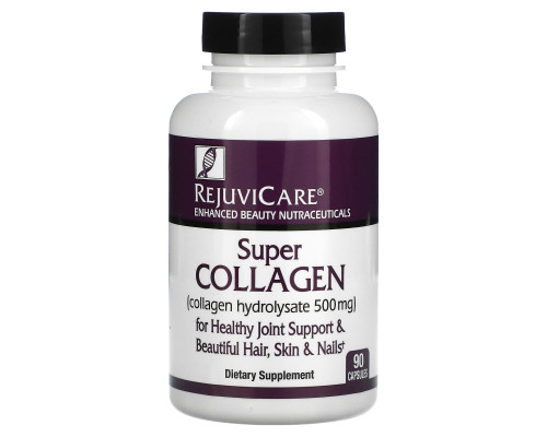 Rejuvicare, Super Collagen, коллагеновый гидролизат, 500 мг, 90 капсул Rejuvicare, Super Collagen, коллагеновый гидролизат, 500 мг, 90 капсул