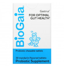 BioGaia, Gastrus, Здоровье желудка, Вкус мандарина и апельсина, 30 жевательных таблеток