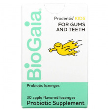 Детское здоровье BioGaia, Prodentis, добавка для десен и зубов для детей, яблоко, 30 леденцов