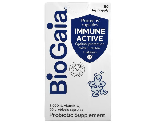 BioGaia, Immune Active, Protectis Capsules, 2,000 IU, 60 Probiotic Capsules BioGaia, Immune Active, Protectis Capsules, 2,000 IU, 60 Probiotic Capsules