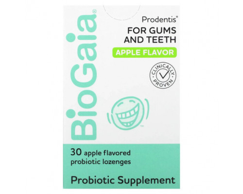 Для пищеварительной системы BioGaia, Prodentis, для десен и зубов, с яблочным вкусом, 30 пастилок с пробиотиками Для пищеварительной системы BioGaia, Prodentis, для десен и зубов, с яблочным вкусом, 30 пастилок с пробиотиками