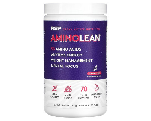 RSP Nutrition, AminoLean, Grape Candy, 24.69 oz (700 g) RSP Nutrition, AminoLean, Grape Candy, 24.69 oz (700 g)