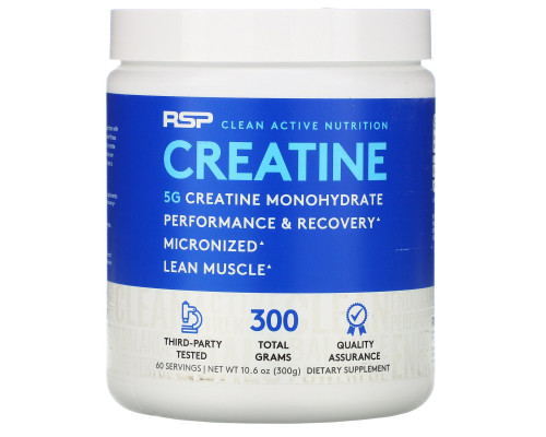 RSP Nutrition, Creatine Monohydrate, Micronized Creatine Powder, 10.6 oz (300 g) RSP Nutrition, Creatine Monohydrate, Micronized Creatine Powder, 10.6 oz (300 g)