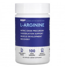 RSP Nutrition, L-Arginine, Nitric Oxide Precursor, 750 mg, 100 Capsules