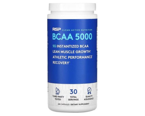 RSP Nutrition, BCAA 5000, Instantized BCAA, 240 Capsules RSP Nutrition, BCAA 5000, Instantized BCAA, 240 Capsules