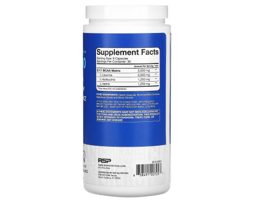 RSP Nutrition, BCAA 5000, Instantized BCAA, 240 Capsules RSP Nutrition, BCAA 5000, Instantized BCAA, 240 Capsules